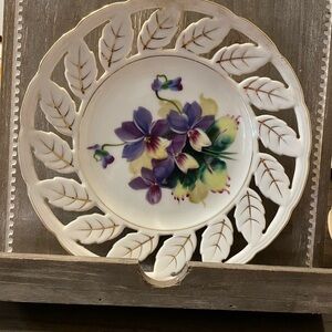 Floral Decorative Plate with Leaf Cutouts